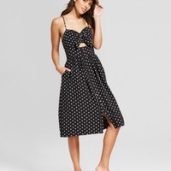 Xhilaration Dresses & Skirts - Xhilaration Polka Dot Sleeveless Button Down Knot
